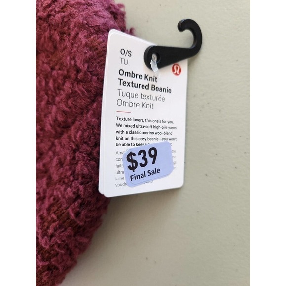 NWT Lululemon Ombre Knit Textured Beanie One size Red Merlot - Picture 9 of 9